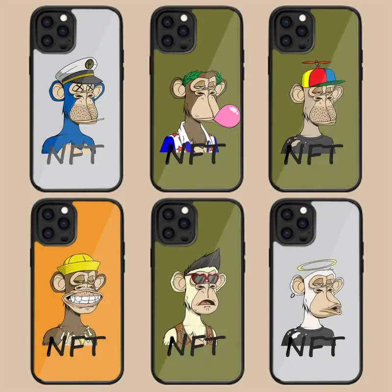 NFT Bored Ape Yacht Club Phone Case For Iphone 14 13 12 11 Mini Pro Max X Xr Xs 6 7 8 Plus SE 2020 Silicone PC+TPU Cover