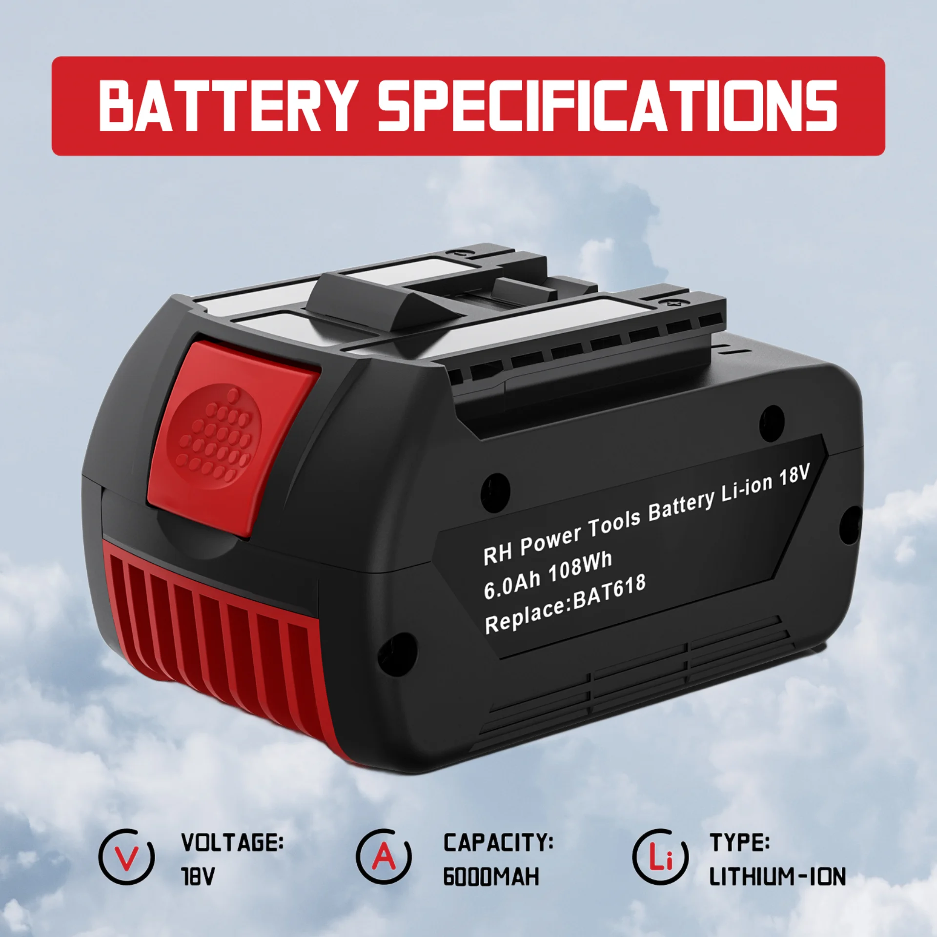 

For Bosch 18V Battery 6.8Ah Electric Drill 18V Rechargeable Li-ion Battery BAT609 BAT609G BAT618 BAT618G BAT614 Charger