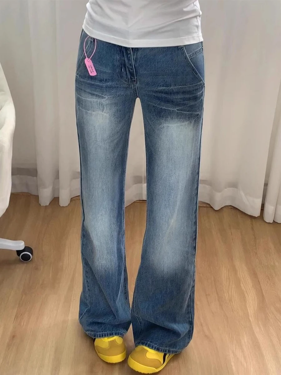 

High Waist Wide Leg Bell Bottom Jeans Women's Loose Fit American Style Spring Summer Slimming Denim Pants Ladies Jeans