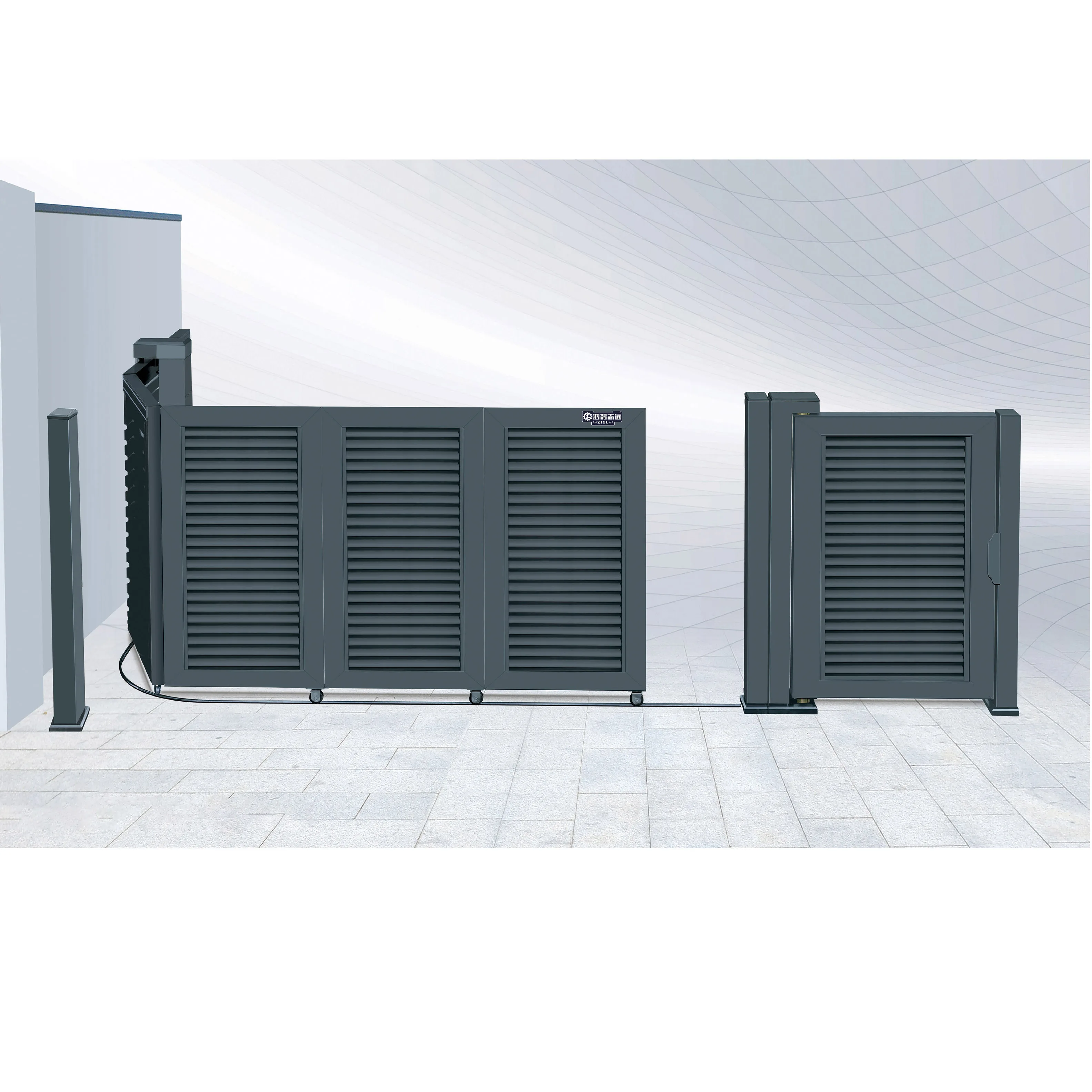 Customization Automatic Sliding Door Aluminum Alloy Wrought-Iron Gate for Garden Entrance Courtyard Villa Park Simple Design