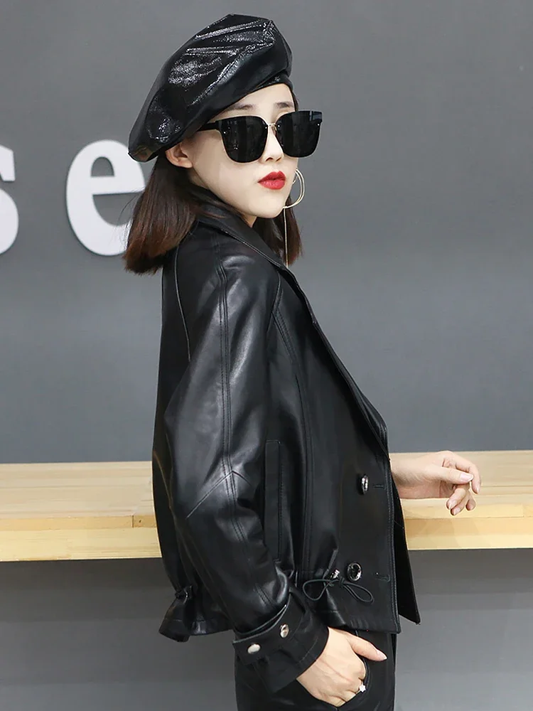 Tajiyane 2021 Autunno 100% Genuino Cappotto di pelle di Pecora Delle Donne di Modo Nero Corto Giubbotti di Pelle Abbigliamento Donna Abrigos Mujer Gmm744