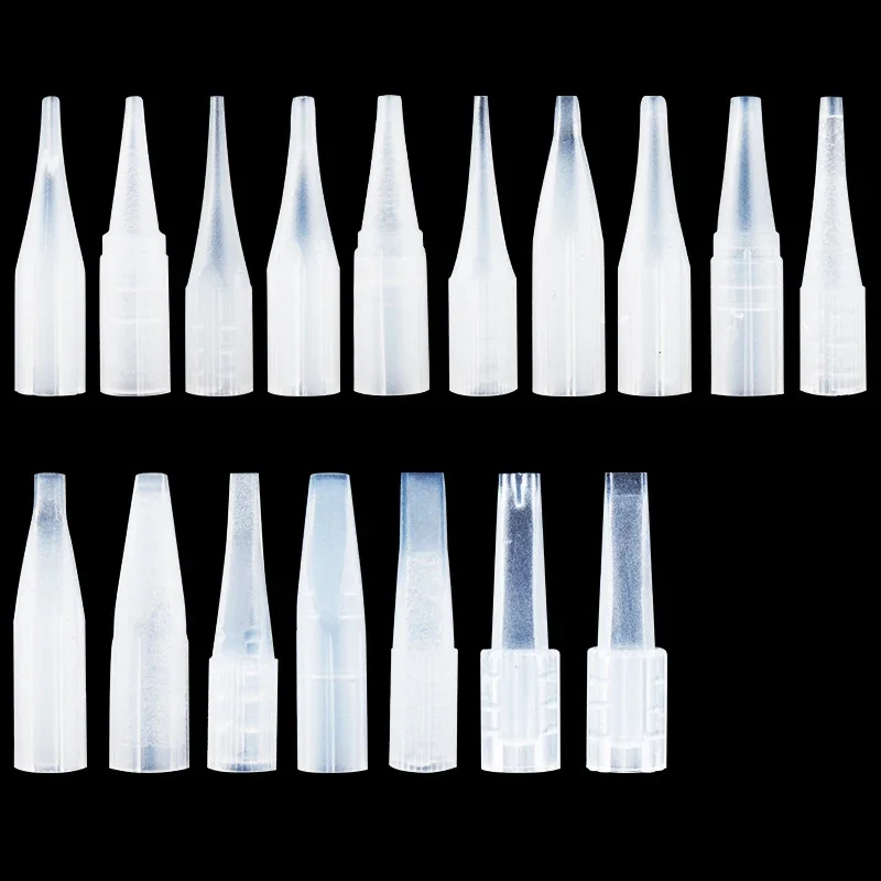 100 buah 1RL ujung jarum tato untuk G-8650, mesin tato G-9740 riasan permanen jarum tato alis ujung tato nozel