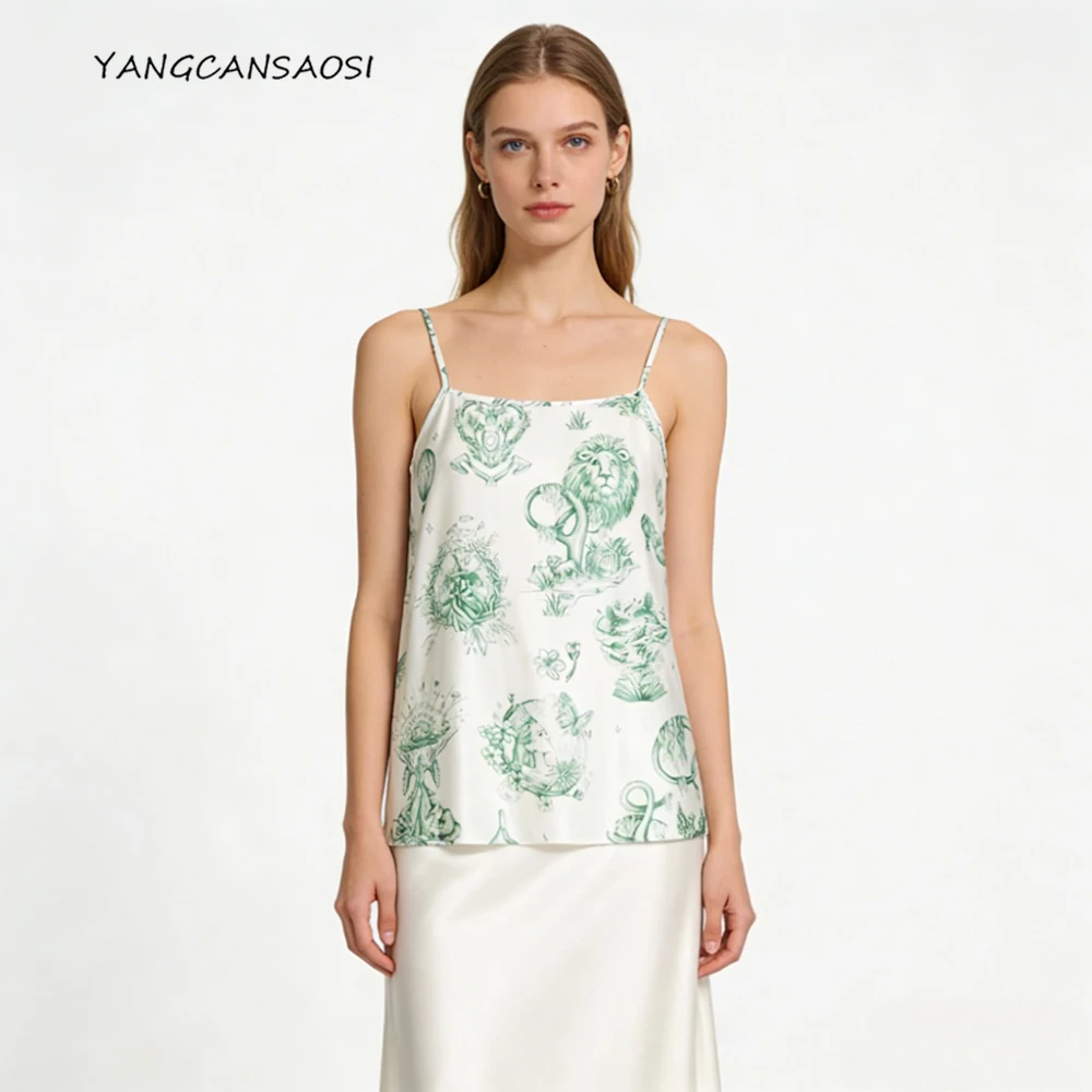 

2026 Women's Casual Summer New Adjustable Shoulder Strap Sexy Extended 100% Natural Mulberry Silk Plain Satin Printed Strap