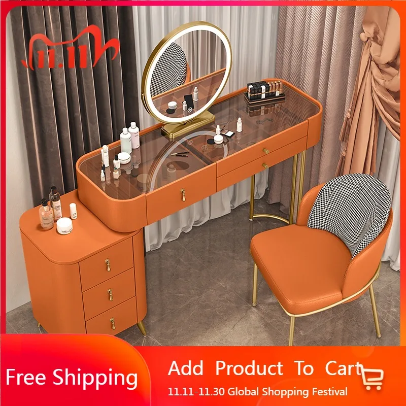 

Bedroom Desk Dressing Table Chair Mirror Drawers Storage Nail Dressing Table Luxury Bedside Comoda Pra Quarto Chinese Furniture