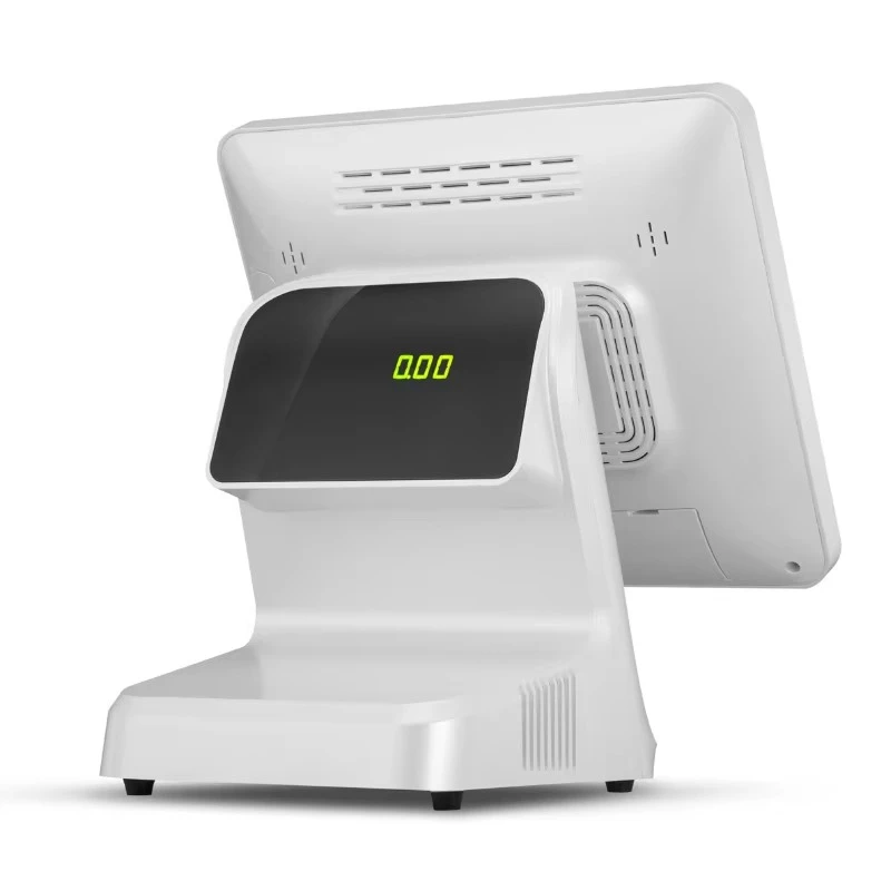 

15 Inch aluminum LCD dual screen POS machine in supermarket restaurant