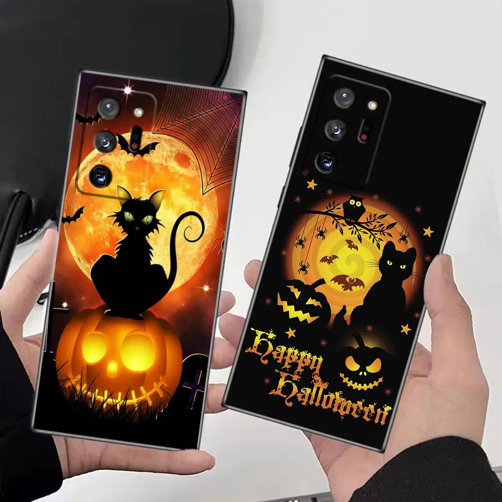 Happy Halloween Pumpkin Bat Witch Case For Samsung Galaxy NOTE 20 10 9 8 M54 M53 M51 M33 M32 M31 M30 M30S M23 J8 J7 J6 Plus Case