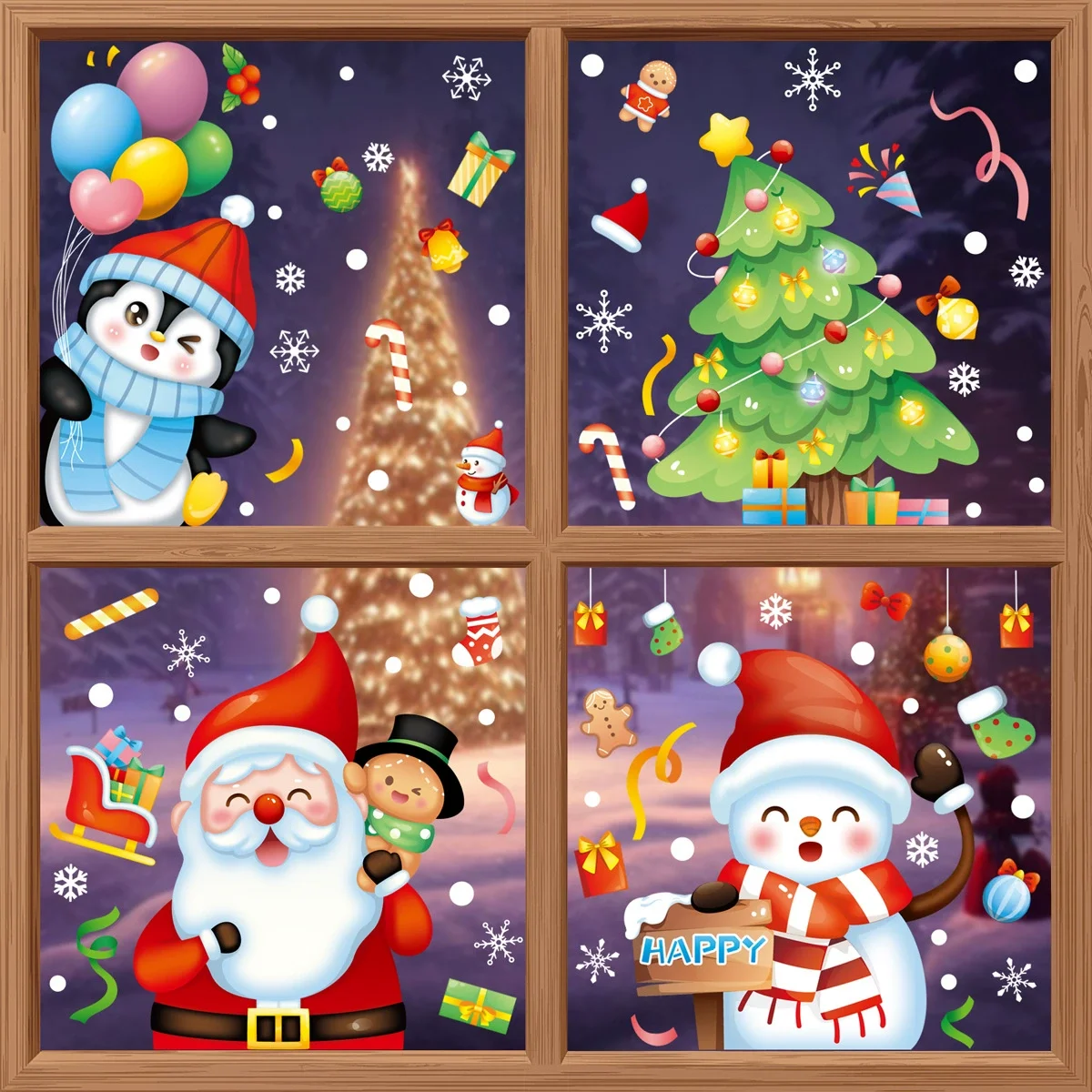 Christmas Glass Window Stickers Santa Claus Snowman Elk Sticker Merry Christmas Decorations for Home Navidad Happy New Year