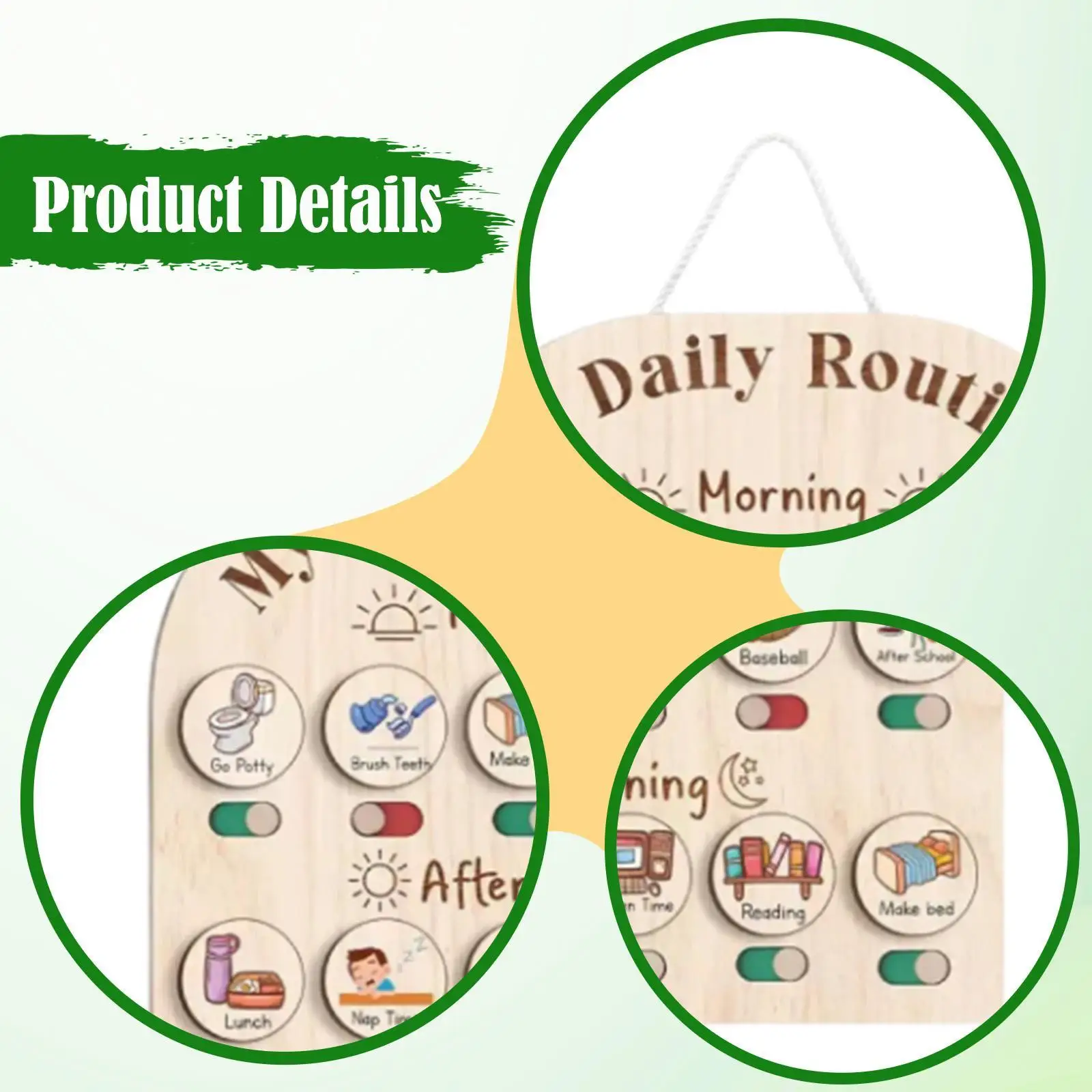 

Интерактивная деревянная визуальная таблица ежедневного распорядка для детей, обучающая доска-органайзер для управления временем