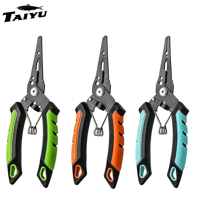 TAIYU Outdoor Multifunktionale Angelzange Kleiner Gleitring für Köderklemme Edelstahl Schnurschneider Haken Angelzubehör