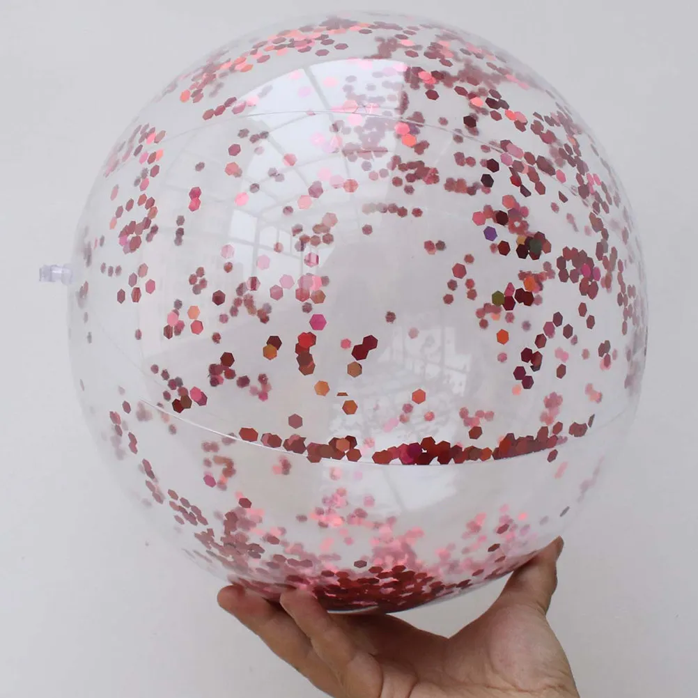 2Pcs Glitter Sequin Inflatable Beach Balls Luxury Gold Rose Gold Colors Round Transparent PVC Ball Perfect Pool Play