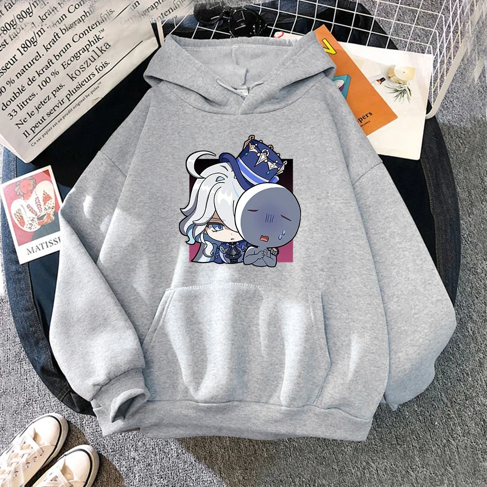 Genshin Impact Furina Print Hoodie Kawaii Cartoon Harajuku Aesthetic Vintage Unisex Hoodies Funny Clothing Women\'s Sweatshirts