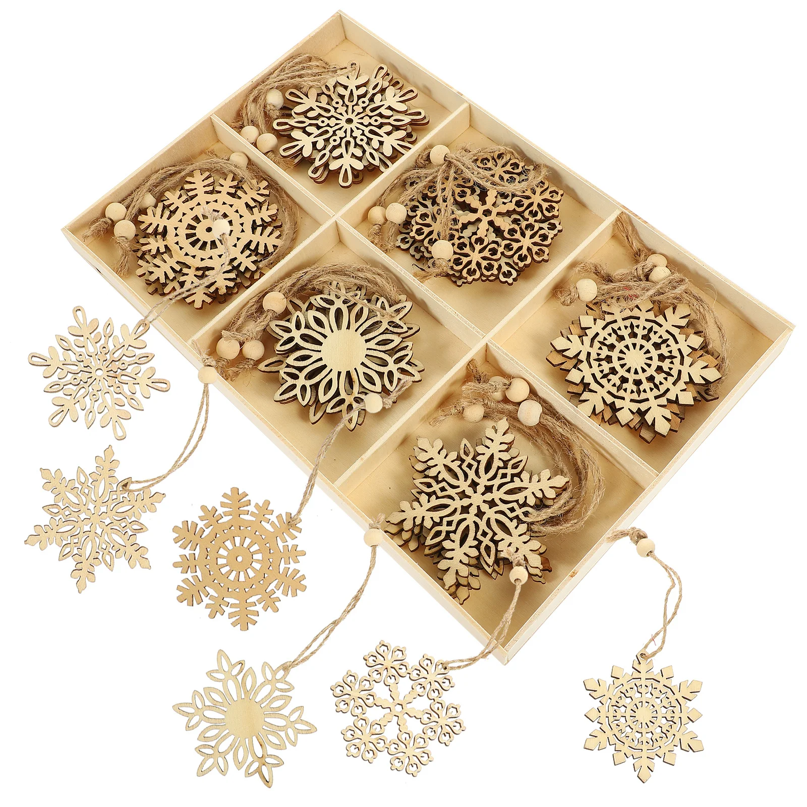 

24Pcs Paintable Wooden Snowflake Ornament Christmas Tree Hanging Decoration Xmas Party Decor Supplies Xmas Decoration