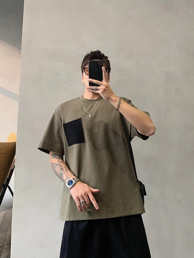 

Big and Tall Men's T-Shirt 300kg Plus Size Short Sleeve Top Breathable Cotton Loose Fit Round Neck Pocket Style Spring Summer