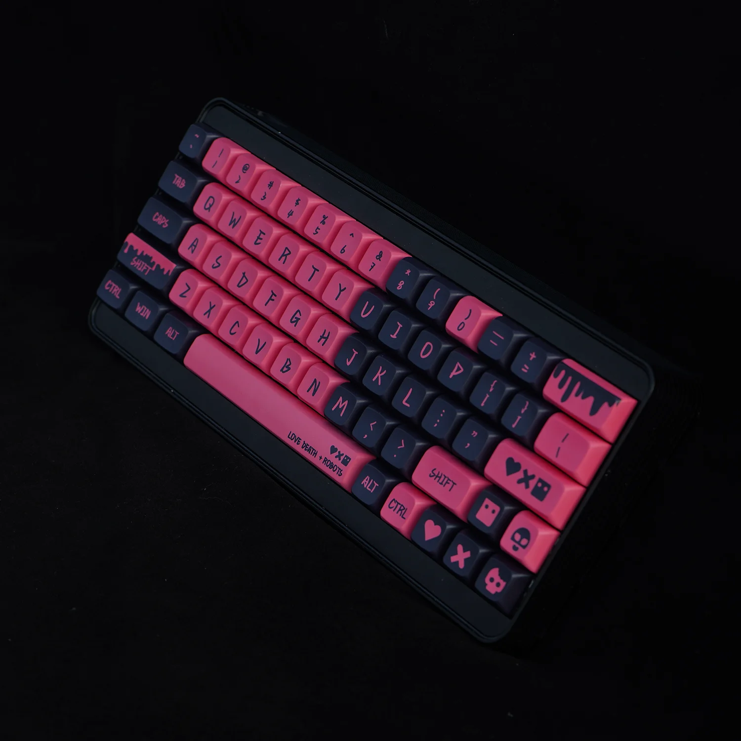 XDA-PBT Keycaps para teclado mecânico, preto, rosa, Love Dye, 5-Sided Sub, Cherry MX Switch, Custom, DIY, personalizado