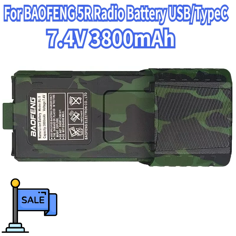 

UV-5R For BAOFENG 5R Radio Battery USB/TypeC UV5R Rechargable Batterier for Two Way Radio Parts UV 5RA/5RE Walike Talkie