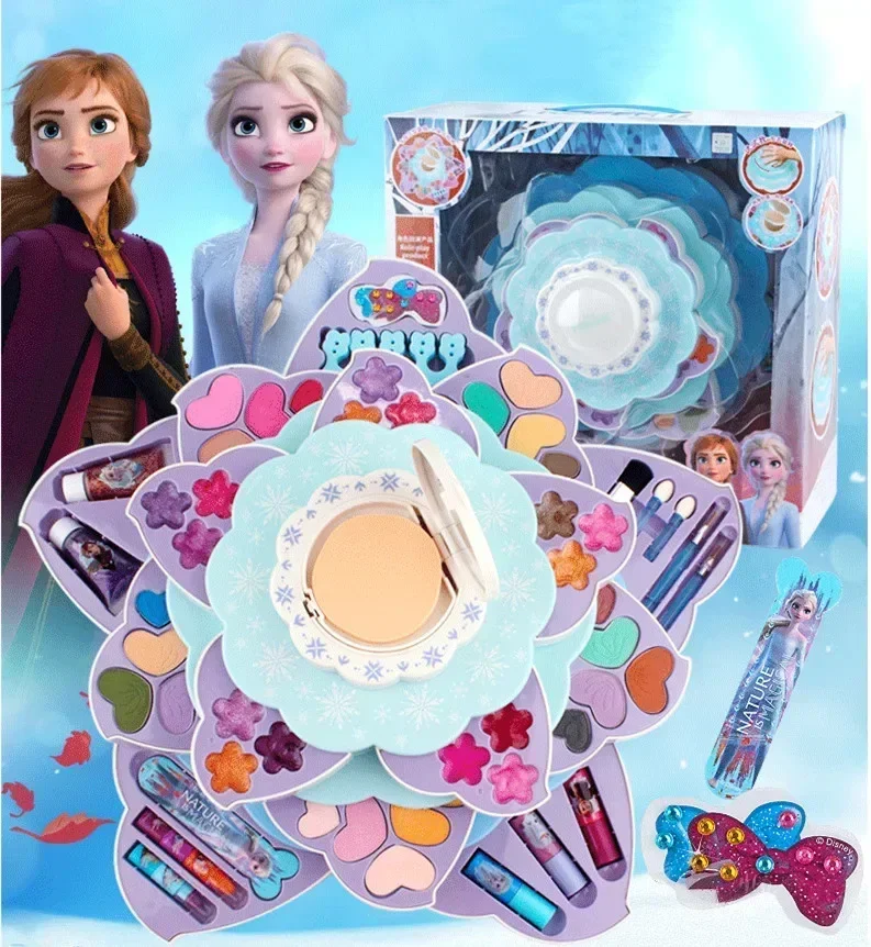 [Disney] Kids Cosmetics Frozen princess lipstick eye shadow blush nail polish etc.flower shape play house toys for girls gift