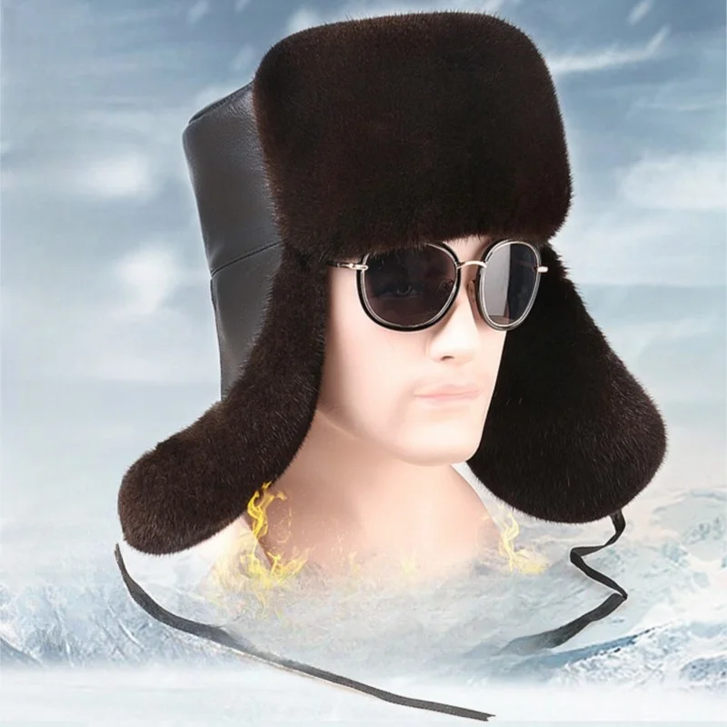 

Male ear Lei Feng heaven whole real fur outdoor warm cotton leather hat