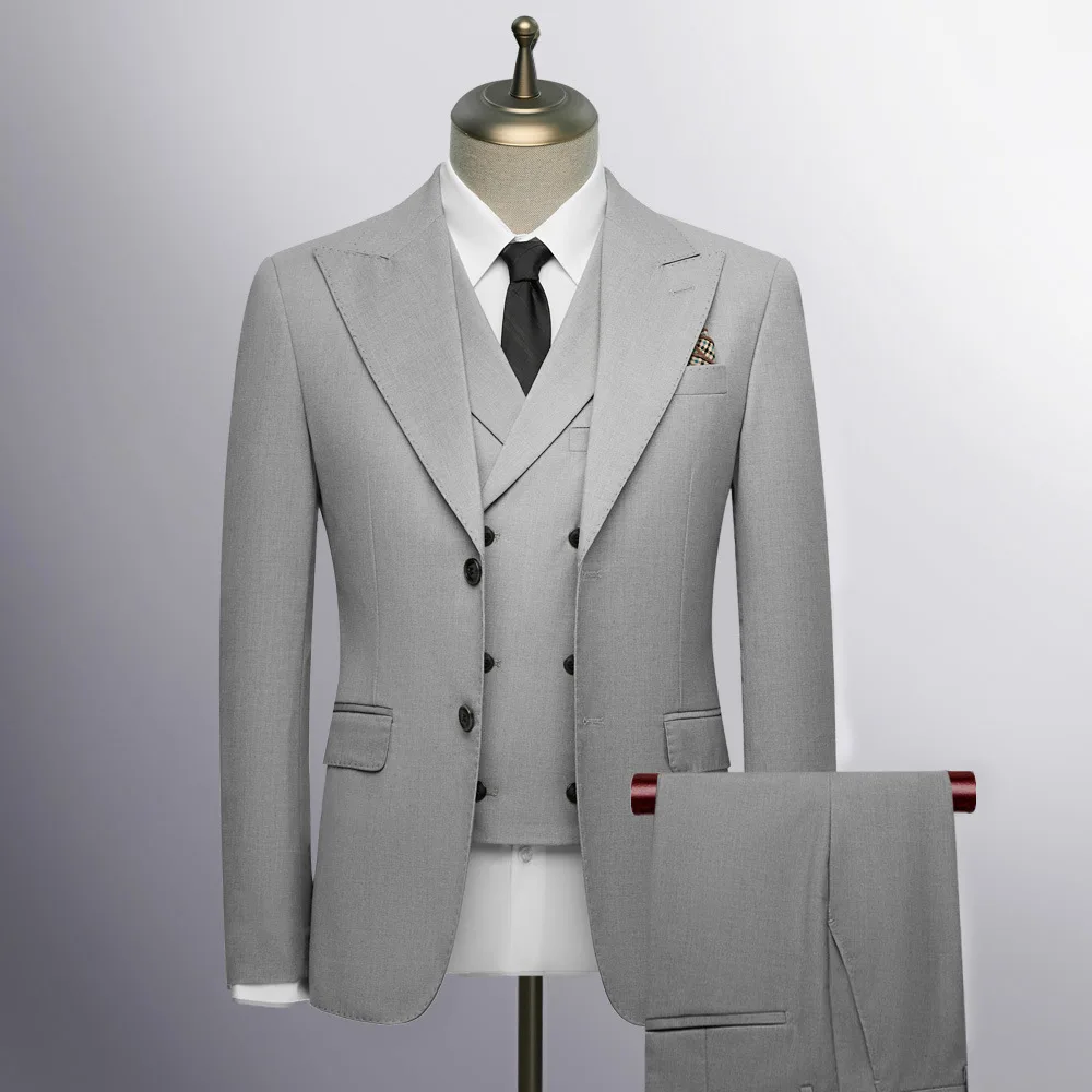 

Ele Italian Sle Tee-Piece Suit Double-Breasted Casual Wedding omsmen Men's Large Size Busin Casual Formal Wear