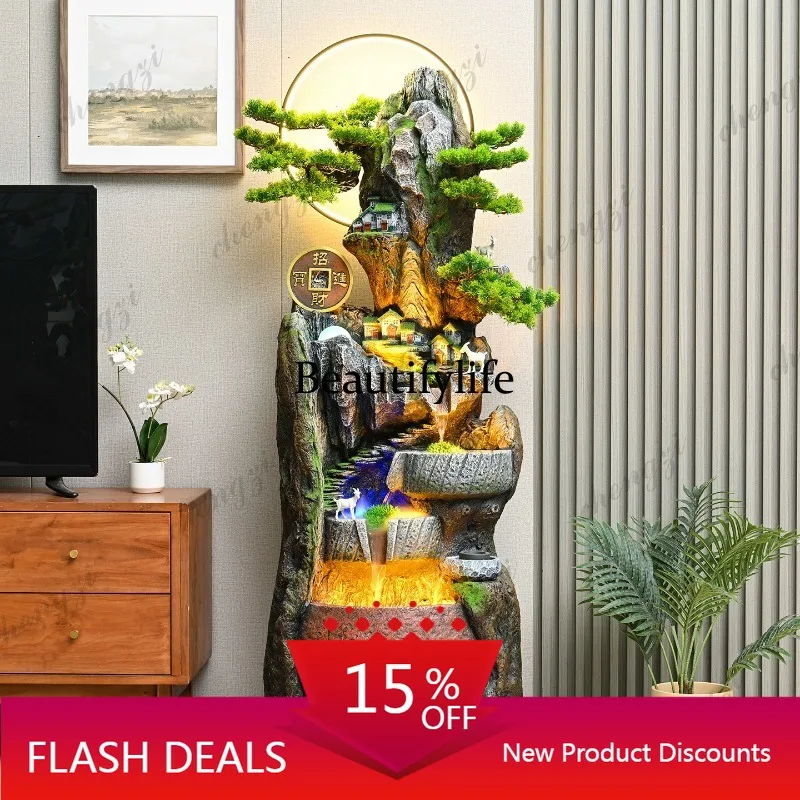 D80 Rockery flowing water fountain circulating water making money feng shui wheel floor ornament water feature opening gift