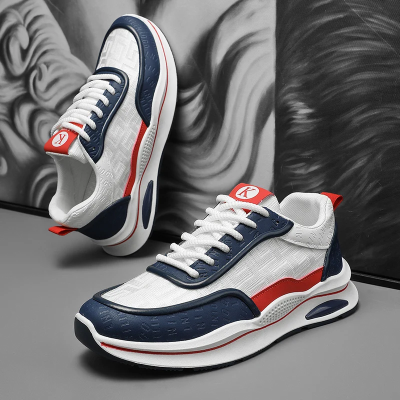 

Spring Summer Breathable Casual Shoes for Men's Running Shoes Sports Shoes Large-sized Color-matched Flat Low-top Lace-up Shoes