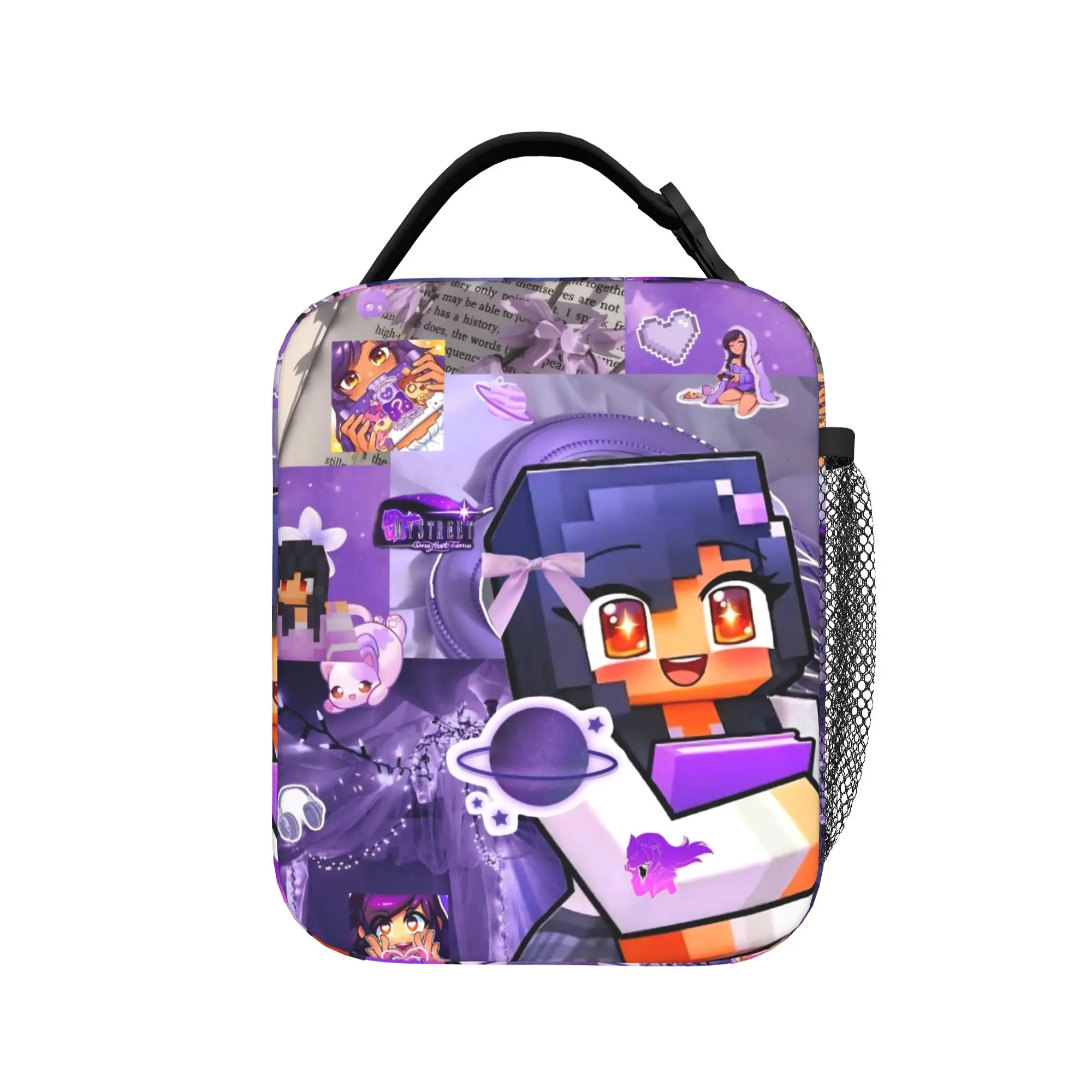 A-Aphmau Cartoon Insulated Lunch Bag for Men Women  Food Bag Portable Cooler Thermal Lunch Boxes For School Office