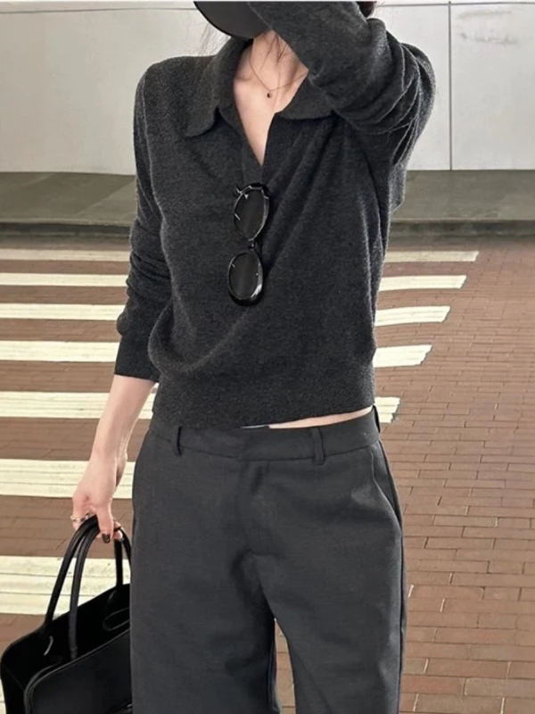 

Chic Long Sve Knitted irt Women's Early Spring Korean Sle Base Layer Top Spring Autumn Inner Wear irt