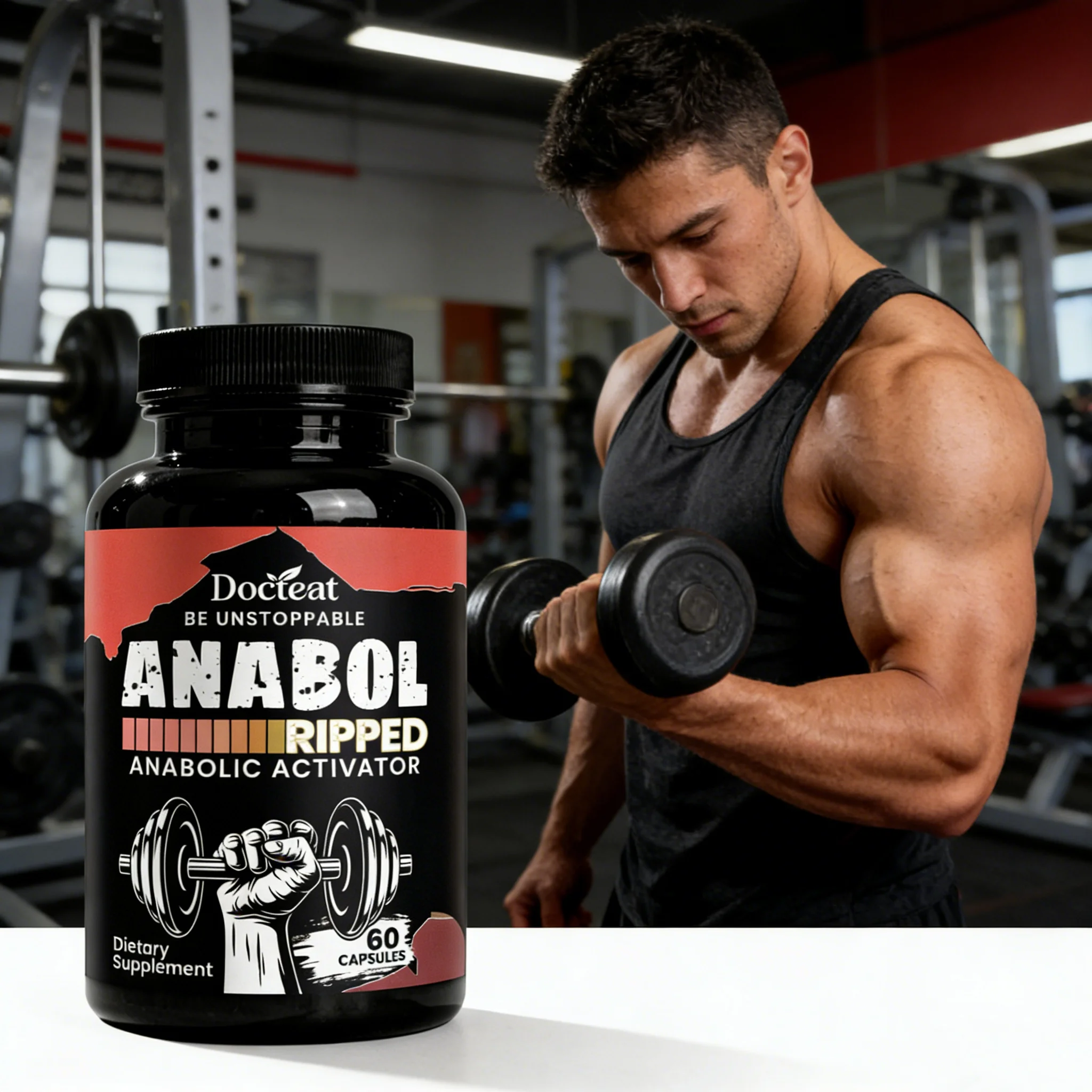 Cápsulas DOCTEAT para el Crecimiento Muscular, Promueven el Crecimiento Muscular, Mejoran la Vitalidad, Alivian las Molestias Después del Ejercicio, Cápsulas para la Vitalidad Masculina