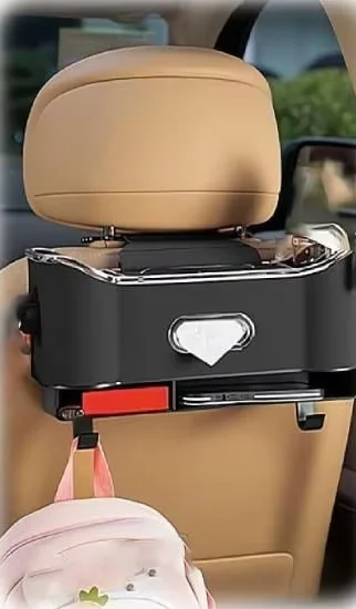 

Large Capacity Car Seat Back Storage Box With 2 Cup Holder Portable Seat Back Bag Multifunctional Car Seat Storage Box Universal
