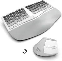 Jomaa Teclado y mouse divididos ergonómicos Teclado inalámbrico cremoso Juego de ratones silenciosos con reposamuñecas para computadora portátil, PC, Windows