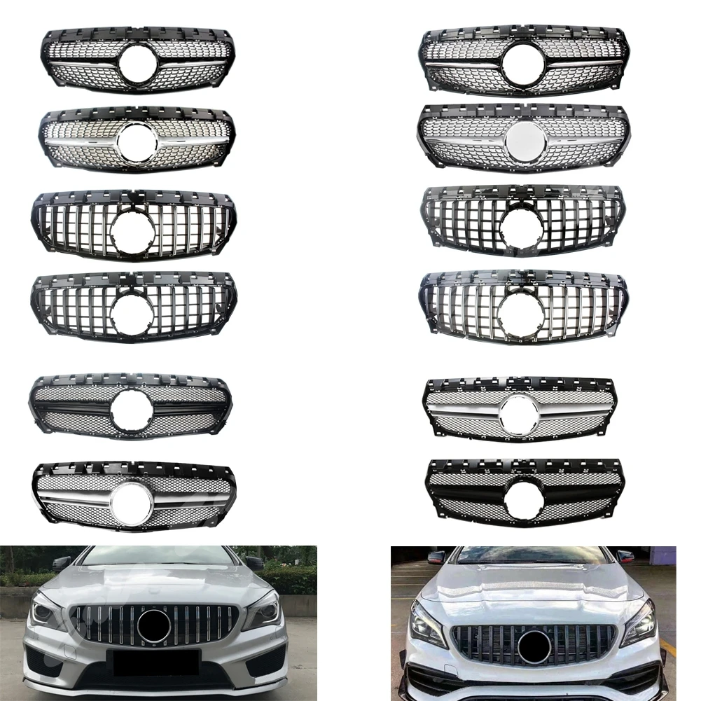 

Front Racing Facelift Bumper Grille Cover For Mercedes Benz W117 CLA Class 2013 2014 2015 2016 2017 2018 2019 GTR Diamond AMG