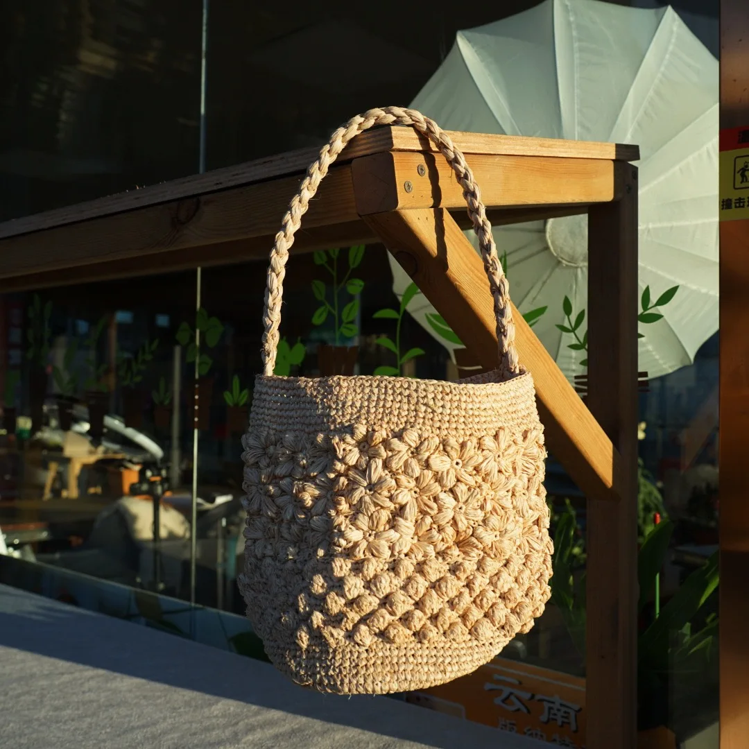 Fashion Raffia Straw Women Shoulder Bags Designer Weave Lady Handbag Casual Handmade Summer Beach Bag Tote Bag Bucket Bag