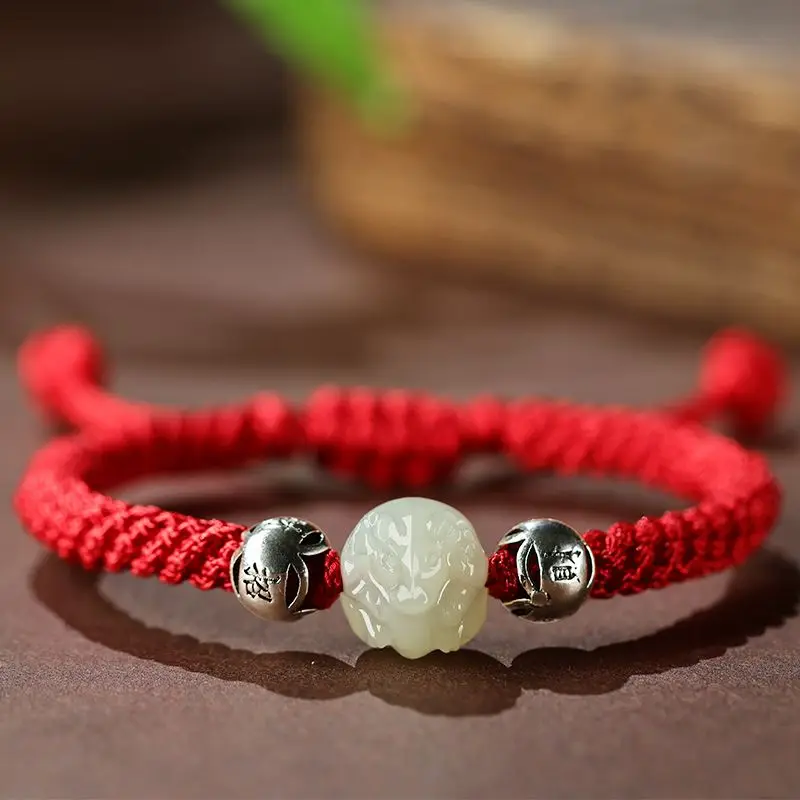 2024 New Chinese Zodiac Bracelet Female Birthday Year Red Rope Male Couple Lucky Ball Dragon Year Amulet Guardian  Peace and Joy