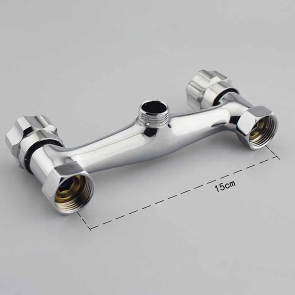

Chrome Bathroom Shower Mixer Taps Bar with Twin Outlet Sturdy Copper Construction Anti Reflux Check Valve Easy to Assemble