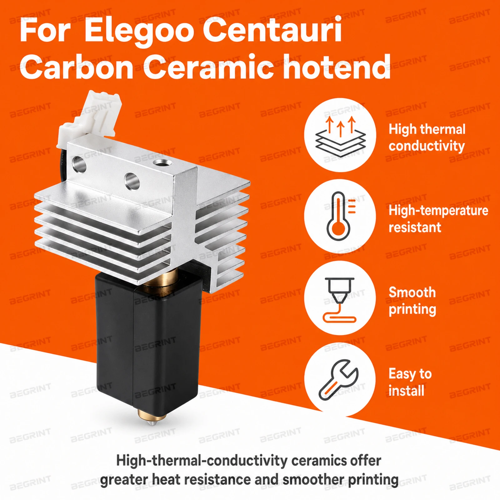Ulepszony ceramiczny hotend do głowicy drukującej Elegoo Centauri Carbon 2, zestaw hotend, stalowa dysza, części do drukarki 3D. — zdjęcie produktu 2