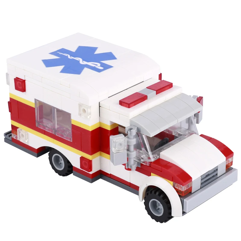 MOC City Ambulance Car Building Blocks Military Doctor Medical Package Stretcher Solider Figures Vehicle Printed Tile Bricks Toy