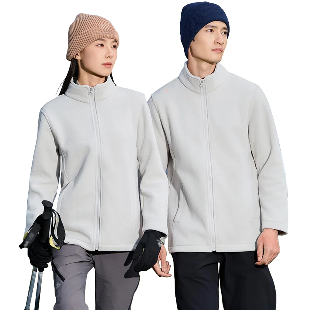 Men‘s Thicken Warm Polar Fleece Jacket Windproof Stand-up Collar Outerwear Custom Print Your Design Winter Camping Hiking Coat