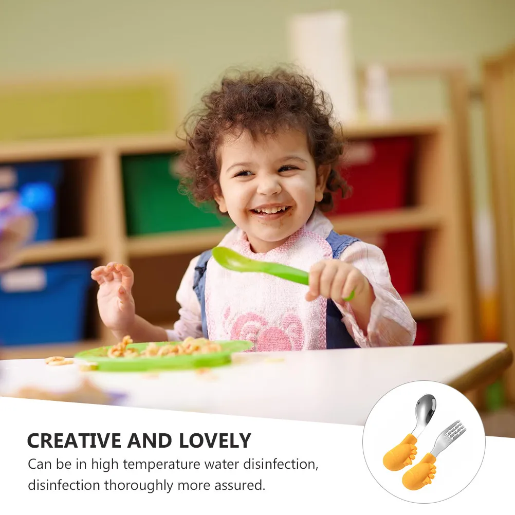 

1Set Baby Tableware Set Creative Adorable Spoon Fork for Toddlers Easy Grip High Temp Disinfectable Feeding Essentials Lovely