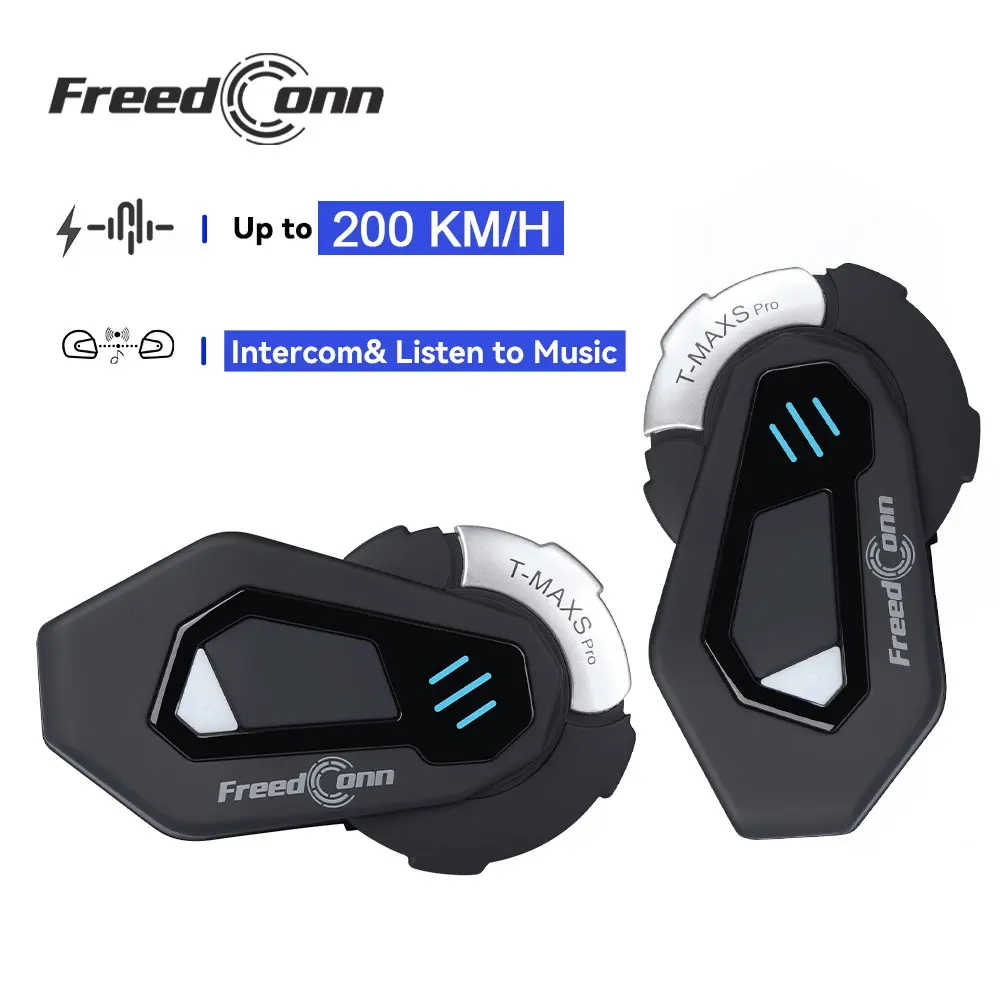 Intercom Bluetooth pour casque de moto FreedConn T MAX S PRO, BT 5.0, étanche, FM, communication musicale pour 6 motards, interphone