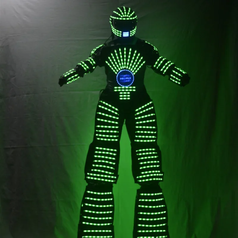 

LED Luminous Robot Stilts Suit Stage Nightclub Costume Performance Cosplay Clothes Party Light Up Festival Outfits Men