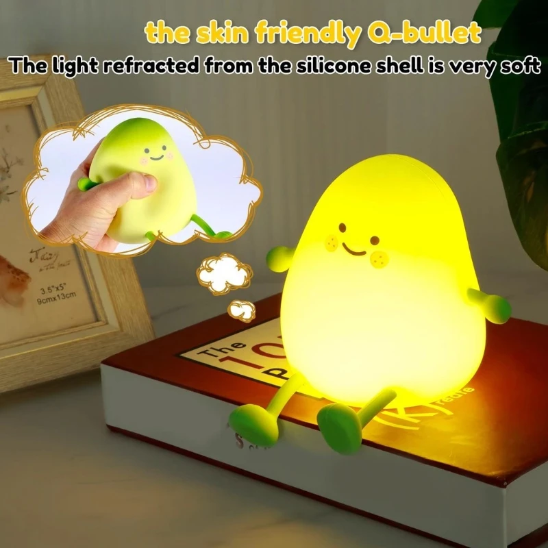 Cute Mango Night Light for Kids Rechargeable Dimmable Bedside Lamp Nursery Nightlight with Timing Setting and Touch Sensitive