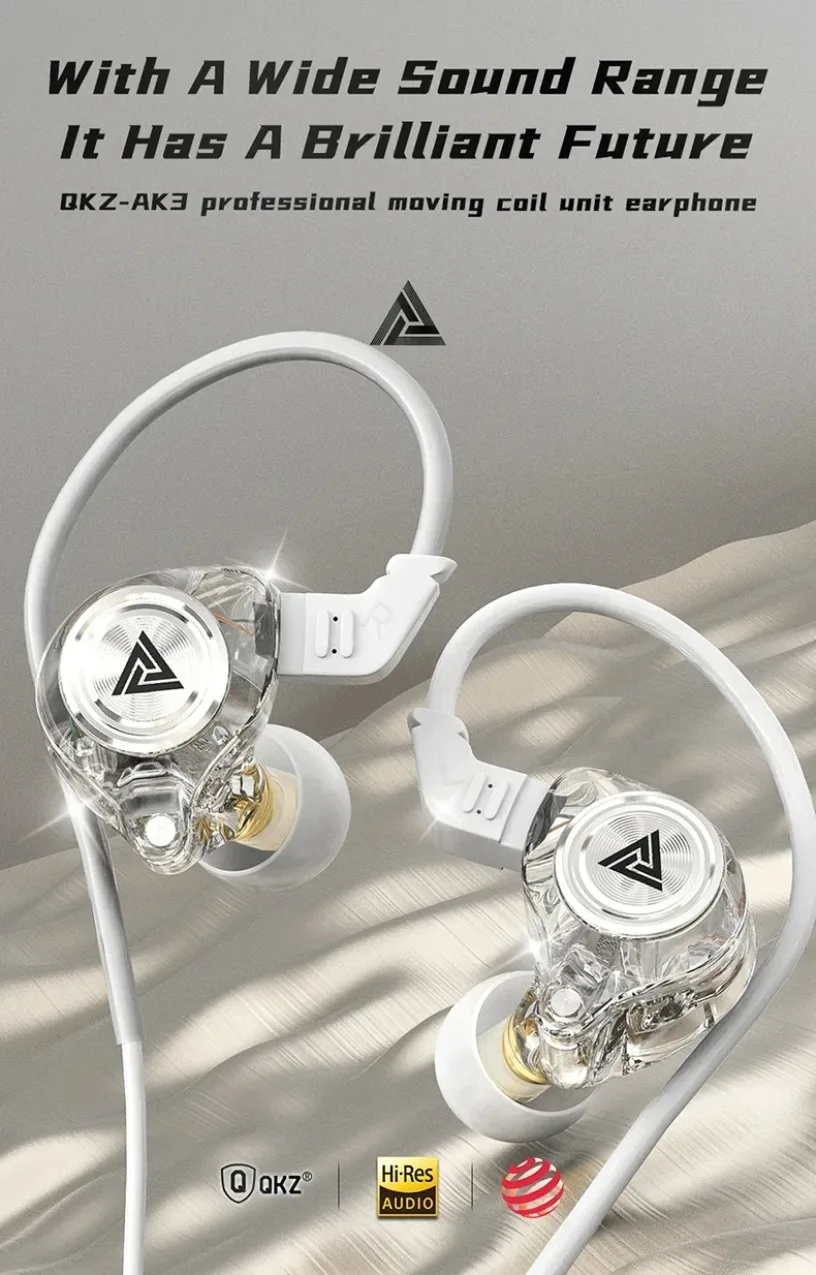 QKZ AK3 HiFi 3,5-mm-Kopfhörer mit Mikrofon, Bass, Geräuschunterdrückung, für Sport, Gaming, Musik, Stereo-Sound, Ohrhörer – Detail 4