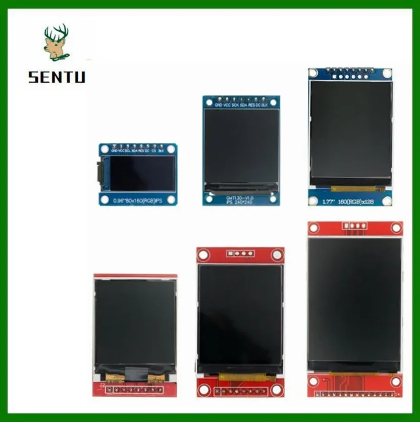 TFT Display Full Color LCD Module Drive para Arduino, 0,96 ", 1,3", 1,44 ", 1,77", 1,8 ", 2,0", IPS, 7P, SPI, HD, 65K