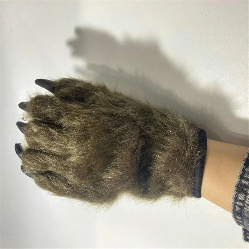N7YF Cosplay Claw Mittens Theme Party Animation Gloves Winter Half Finger Hand Warmers Role Play Games Plush Gloves