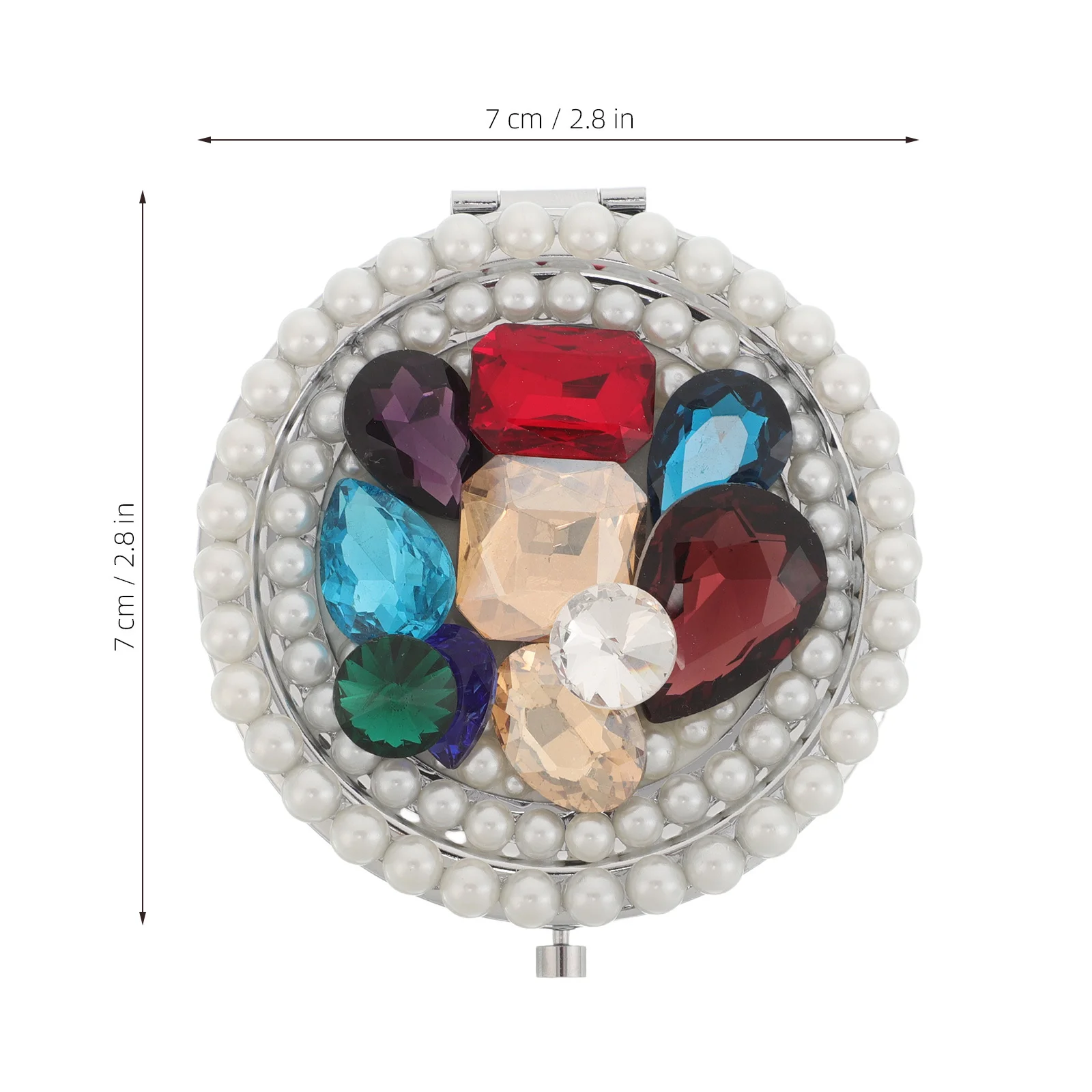 Espejo portátil de doble cara con aumento de acento de diamantes de imitación, bolso de maquillaje de viaje compacto de Metal, accesorio de bolsillo