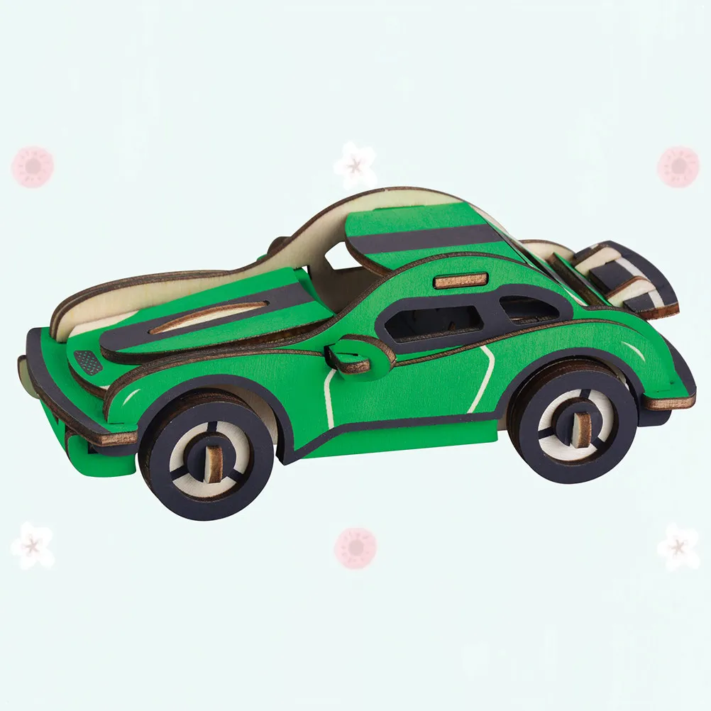 Wooden Puzzle 3D Handmade Box-Packed Race Car Creative Educational Game Colorful Cognitive Development Early Learning