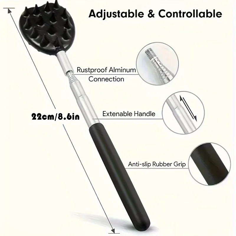 Adjustable Extendable Cactus Back Scratcher with 1 4 and 1 2 Retractable Spikes Heavy Duty PVC Itch Stick Portable Back Massager