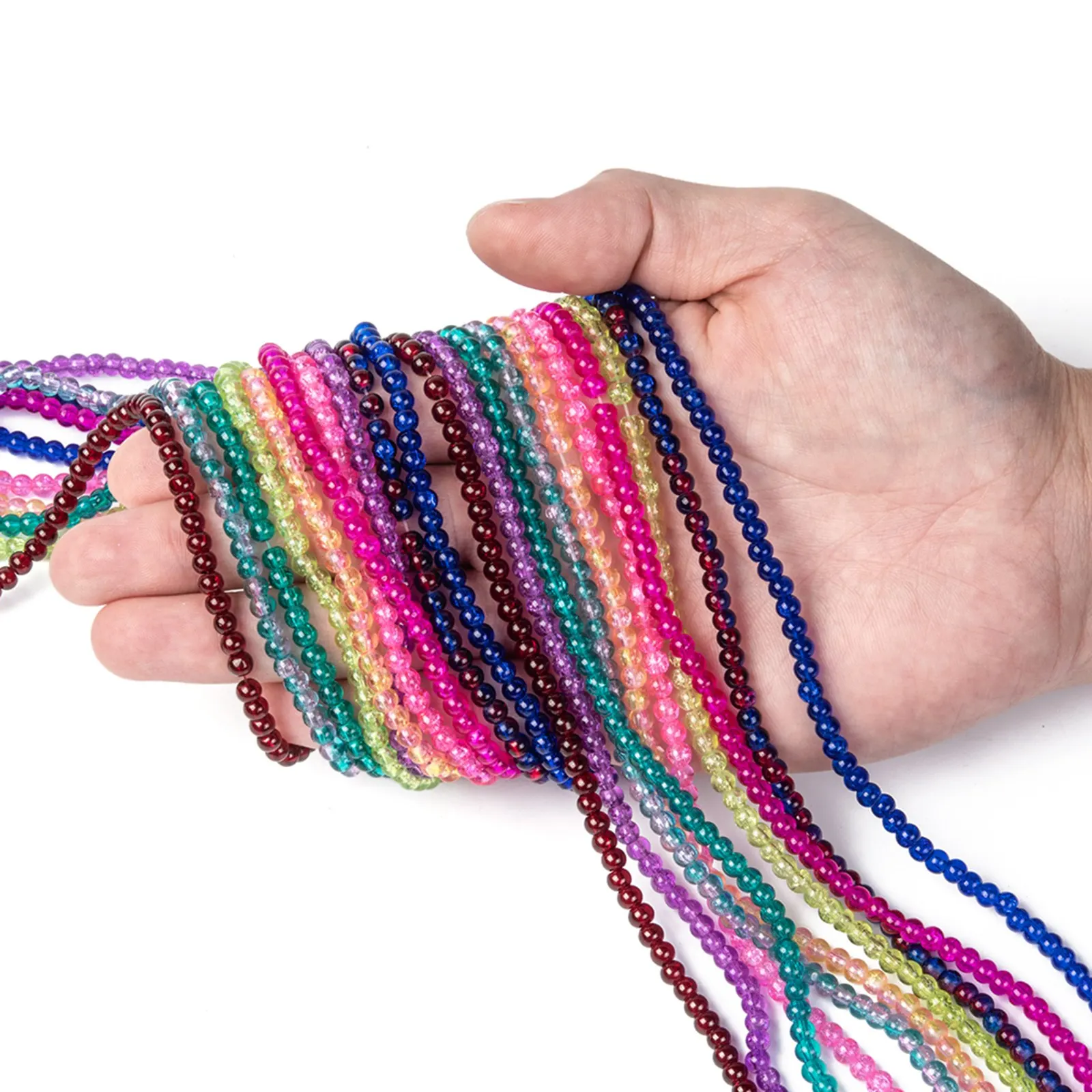 20 Colors Crackle Glass Beads Strands 4 6 8mm Round Loose Spacer Beads for Jewelry Making DIY Bracelet Necklace Craft Supplies