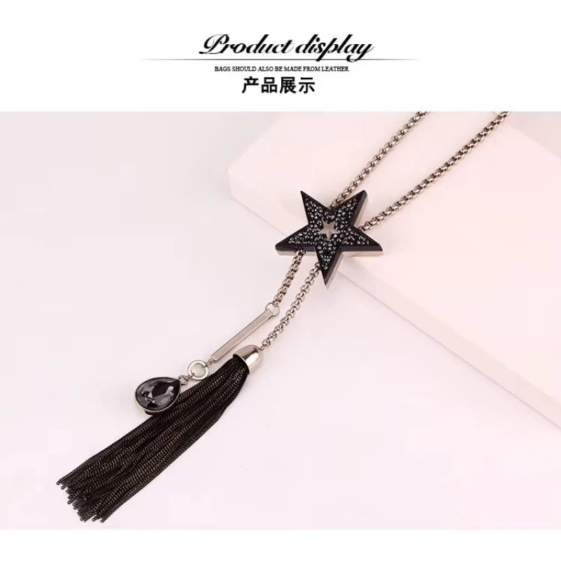

Fashionable clothing tassel necklace, retro necklace, five-pointed star sweater chain long star necklace