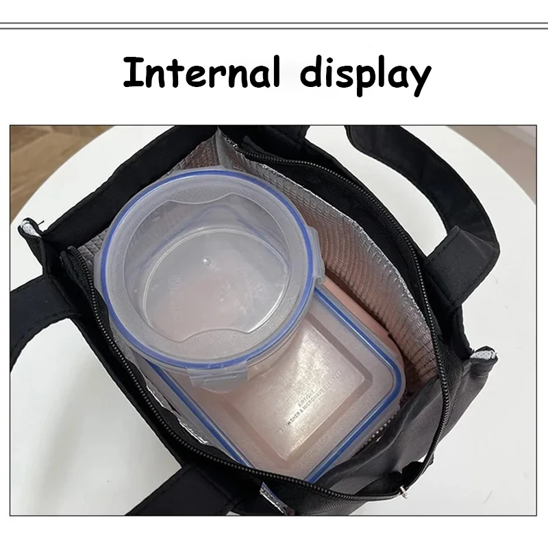 Large Capacity Lunch Bag with Aluminum Foil Insulation for Work, Simple and Practical Top Handle Bag