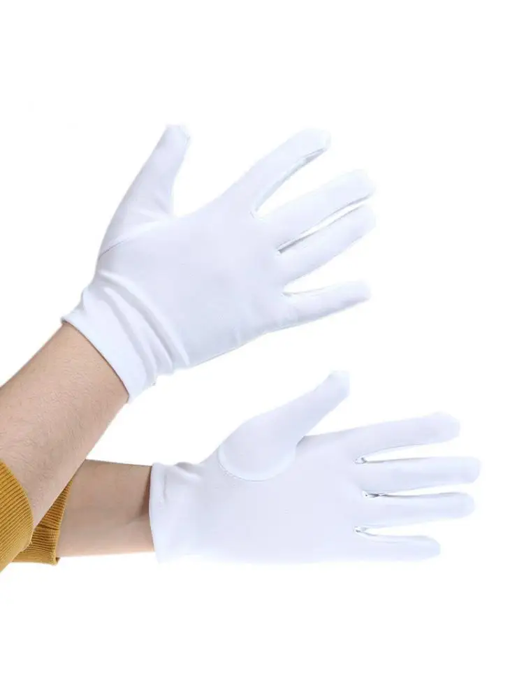 15-17cm Baby Performance White Gloves Children Etiquette Stage Spandex Jazz Dance Stock  Suitable Kindergartens Schools 10pair